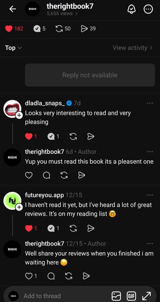 the right book review screenshot image of a book reader