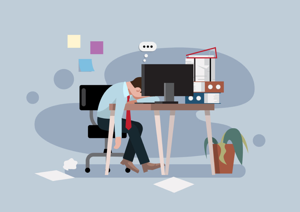 sedentary burn out office man